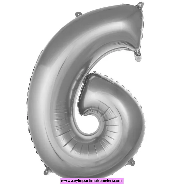 6 Rakam Gümüş Folyo Balon